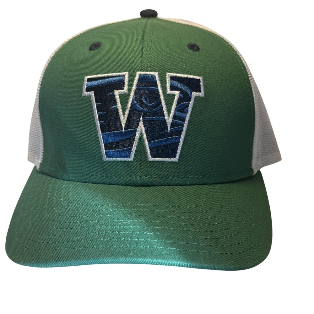 Washington Huskies Logo Hat Cap Snap Back The Game Green‎ Baseball Trucker Mesh